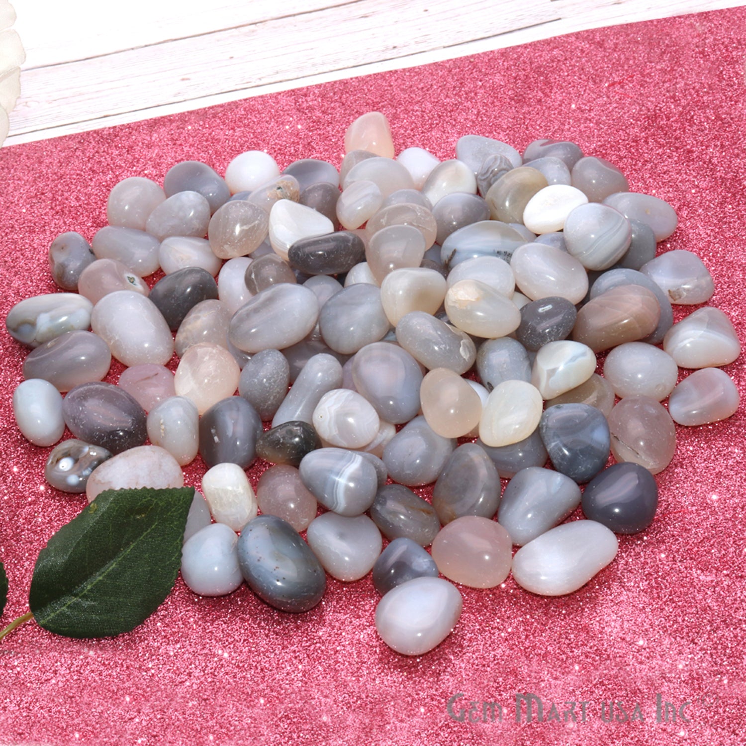 3.53oz Lot Gray Chalcedony Tumbled, Reiki Healing, Beach Stone, Wiccan Stone - GemMartUSA