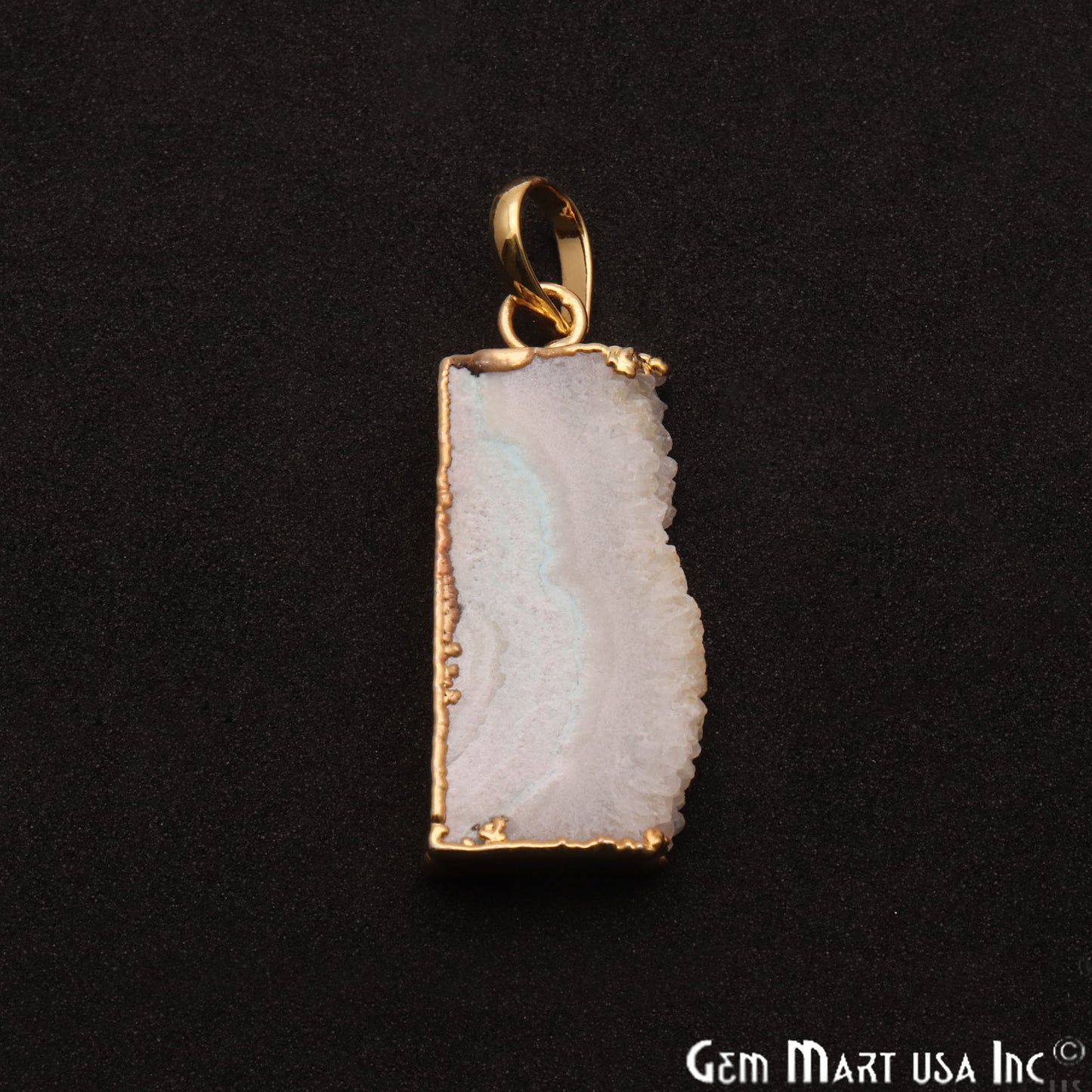 Rainbow Moonstone 43x18mm Gold Electroplated Single Bail Pendant - GemMartUSA