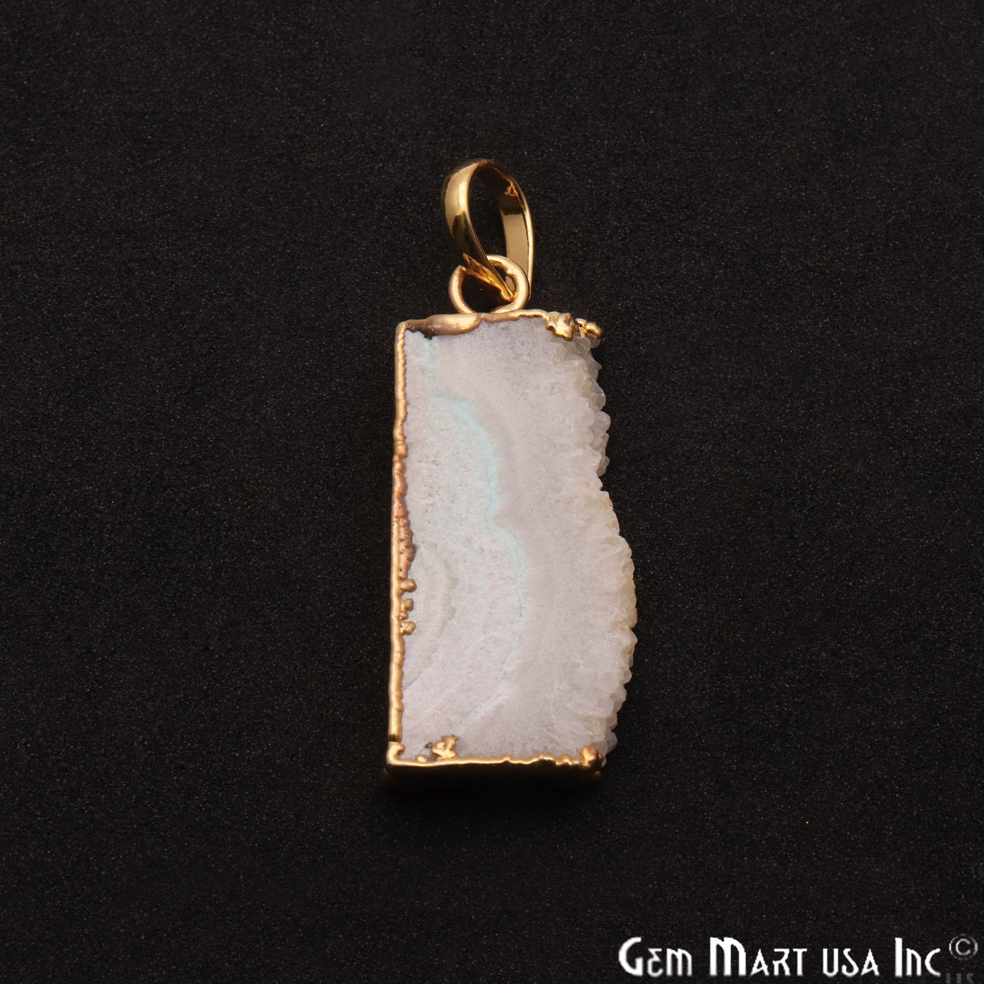 Rainbow Moonstone 43x18mm Gold Electroplated Single Bail Pendant - GemMartUSA