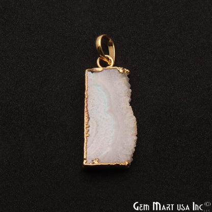Rainbow Moonstone 43x18mm Gold Electroplated Single Bail Pendant - GemMartUSA