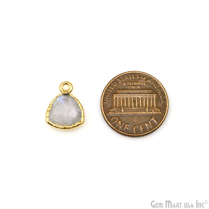 Rainbow Moonstone 10mm Trillion Gold Edged Bail Gemstone Connector