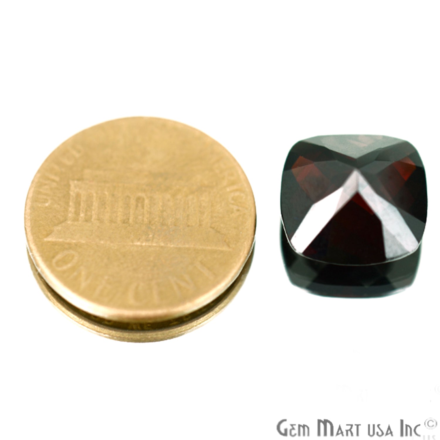 1 Pcs Of Natural Red Garnet Cushion 12mm AA+ Quality, Amazing Luster, Red Garnet (GT-80031) - GemMartUSA