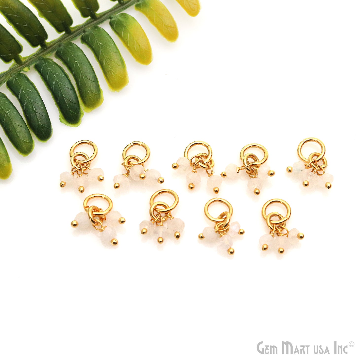 Faceted Gemstone Cluster Beads With Gold Jump Ring 15x6mm