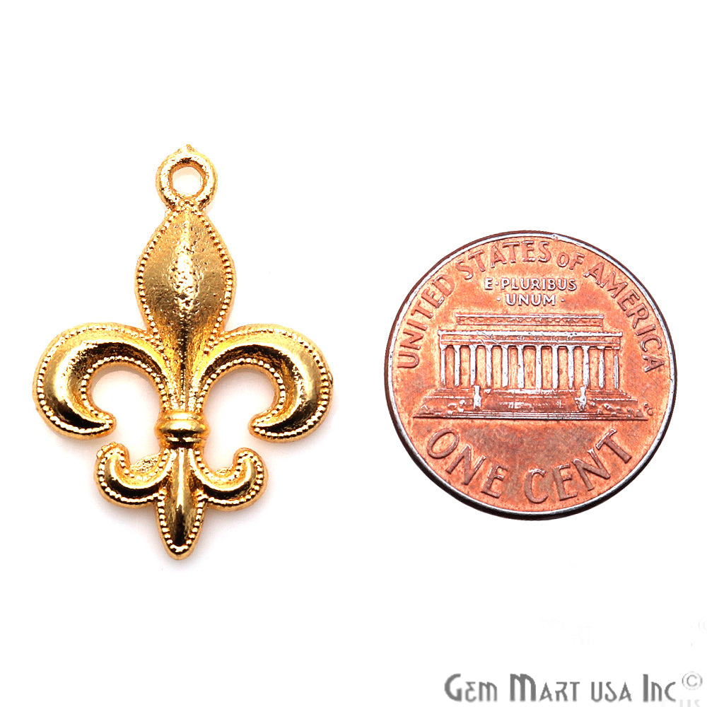 Fleur de Lis 28x19mm Chandelier Finding Charm Connector (Pick Your Metal) - GemMartUSA
