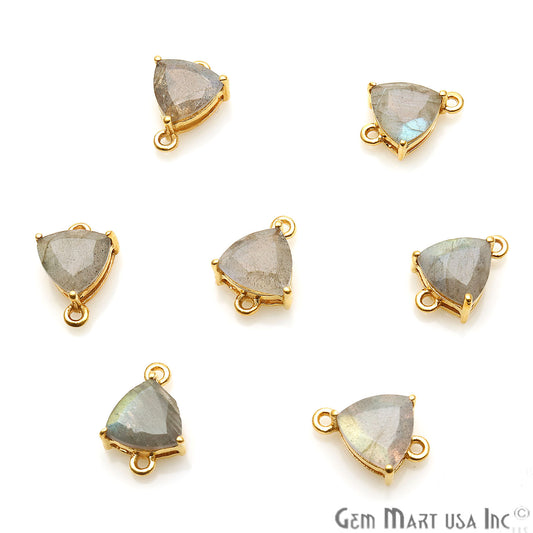 Labradorite Prong Setting Gold Plated Flashy Gemstone Connector - GemMartUSA