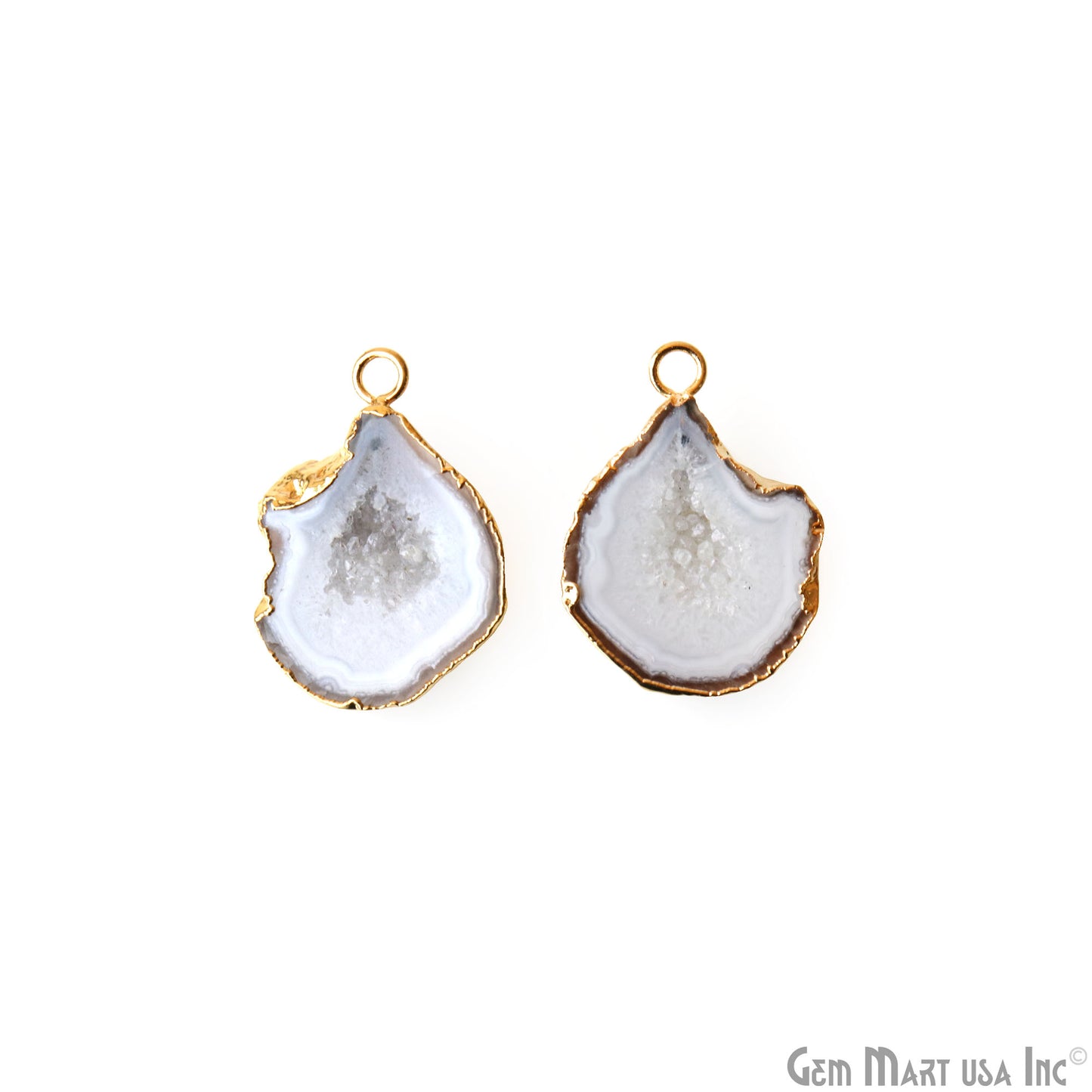 Geode Druzy 21x29mm Organic Gold Electroplated Single Bail Gemstone Earring Connector 1 Pair