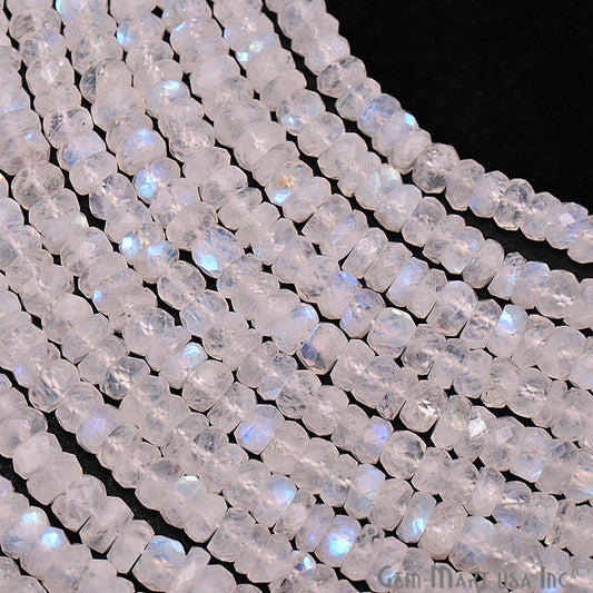 Rainbow Moonstone 5-6mm Round Rondelle Strand Beads - GemMartUSA