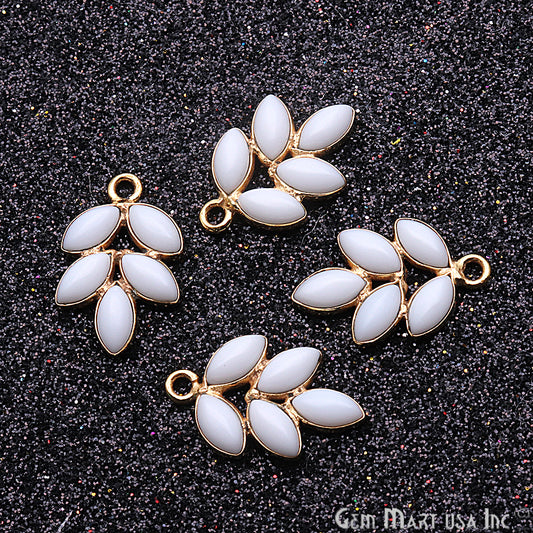 DIY White Agate 17x11mm Gold Plated Chandelier Finding Component - GemmartUSA