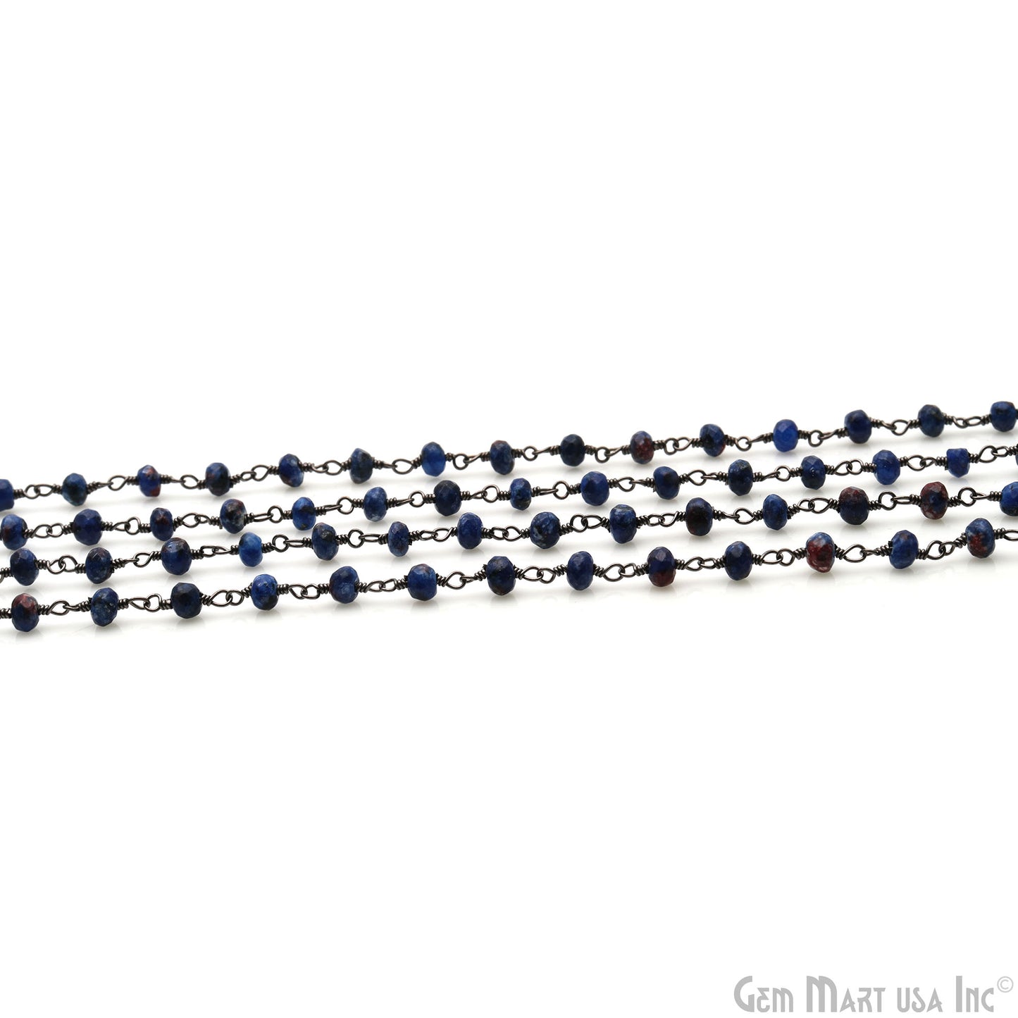 Sodalite Jade 4mm Faceted Beads Oxidized Wire Wrapped Rosary