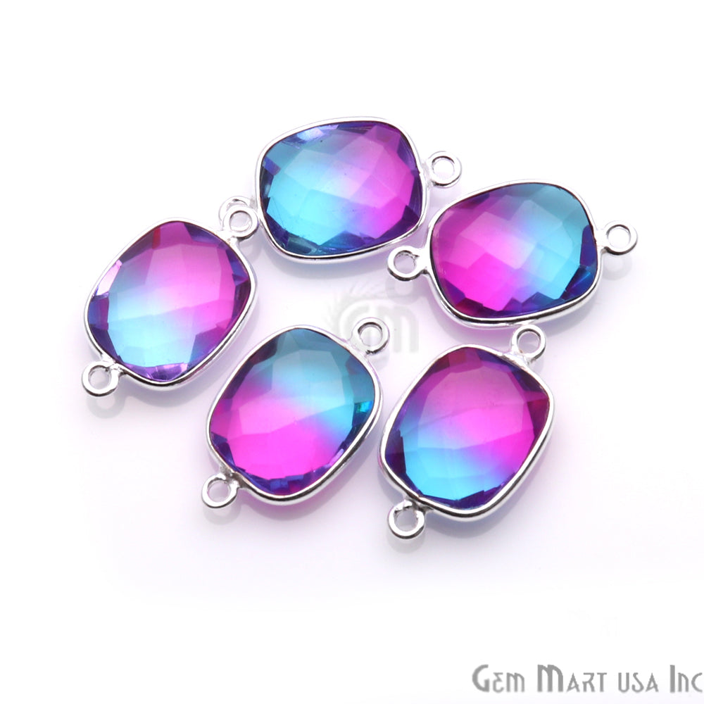 Doublet Aura Quartz 10x12mm Octagon Connector (Pick Color,Plating,Bail) - GemMartUSA