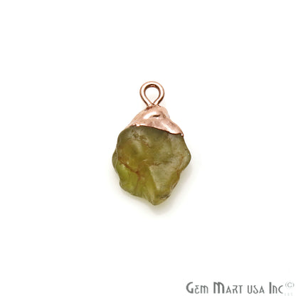 Rough Peridot Gemstone 16x10mm Organic Rose Gold Edged Connector - GemMartUSA