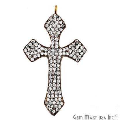 Cubic Zircon Pave 'Christ Cross' Gold Vermeil Charm For Bracelet & Pendants - GemmartUSA