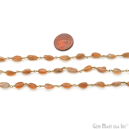 Sunstone 12x5mm Tumble Beads Gold Plated Rosary Chain