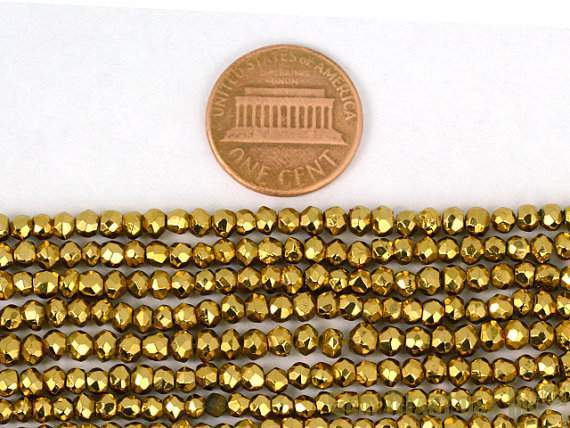 Yellow Pyrite Rondelle Micro Faceted 3-4mm 13Inch Length AAAmazing quality 100 Percent Natural (RLYP-70002) (762894516271)