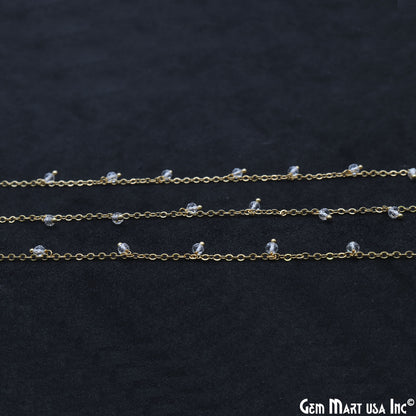 Crystal Faceted Beads 3-4mm Gold Plated Cluster Dangle Chain