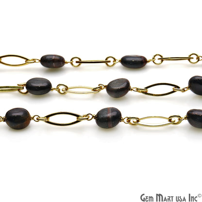 Blood Stone With Gold Plated Marquise Finding Rosary Chain - GemMartUSA