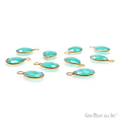 Aqua Chalcedony Pears 12x16mm Gold Plated Single Big Bail Gemstone Connector