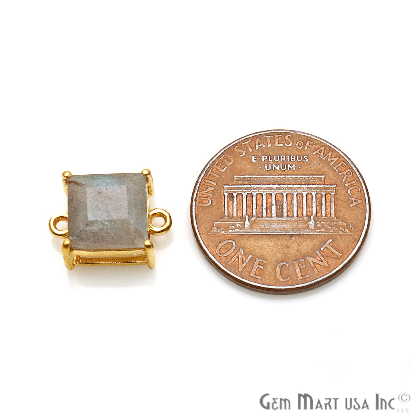 Labradorite Prong Setting Gold Plated Flashy Gemstone Connector - GemMartUSA