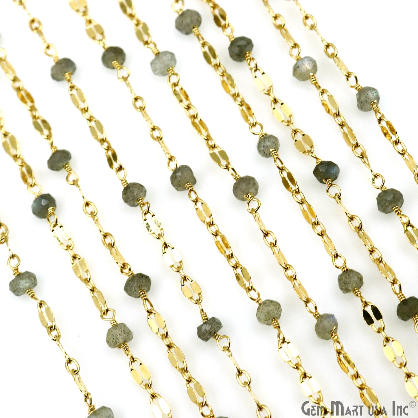 Labradorite Beads Gold Plated Finding Rosary Chain