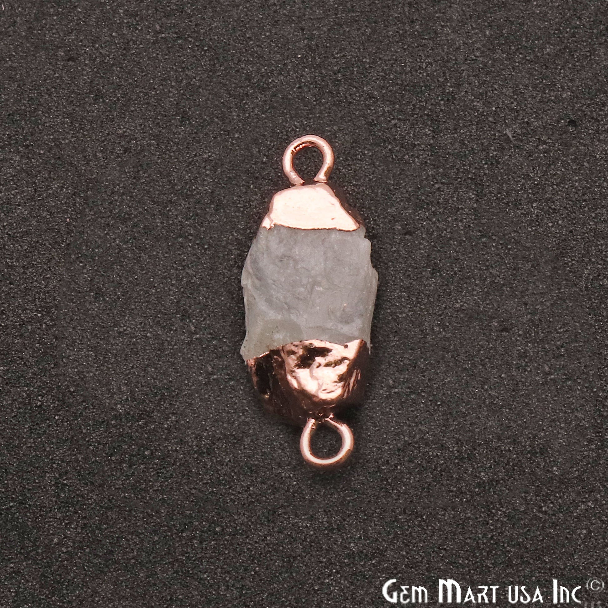 Rough Rainbow Mooonstone Organic 19x9mm Single Bail Rose Gold Electroplated Pendant Connector - GemMartUSA