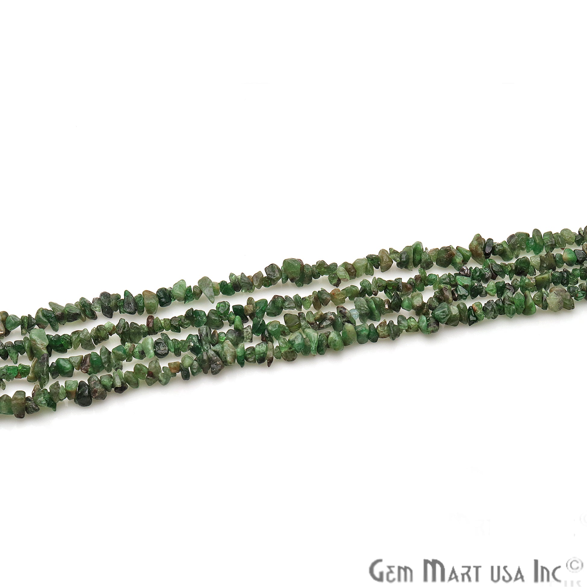 Natural Tsavorite Dark 4-6mm Nugget Chips Strand 34 Inch - GemMartUSA