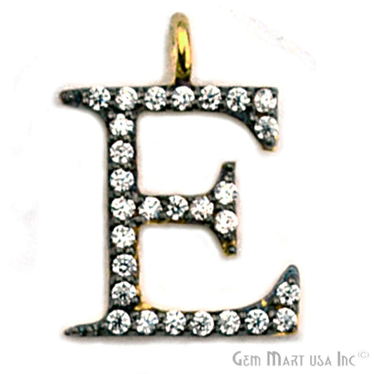 E' Alphabet Charm CZ Pave Gold Vermeil Charm for Bracelet & Pendants - GemmartUSA