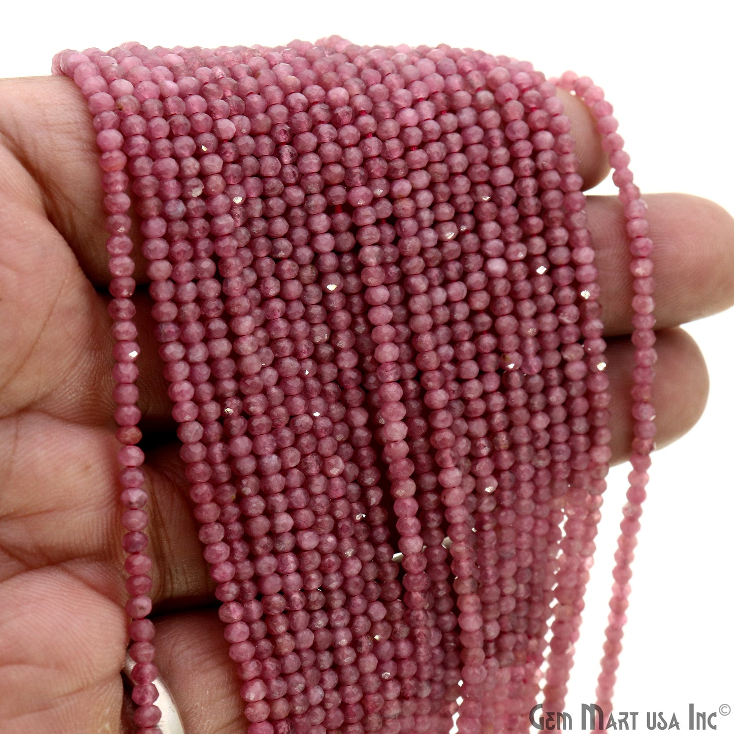 Pink Tourmaline Rondelle Beads, 13 Inch Gemstone Strands, Drilled Strung Nugget Beads, Faceted Round, 2.5-3mm