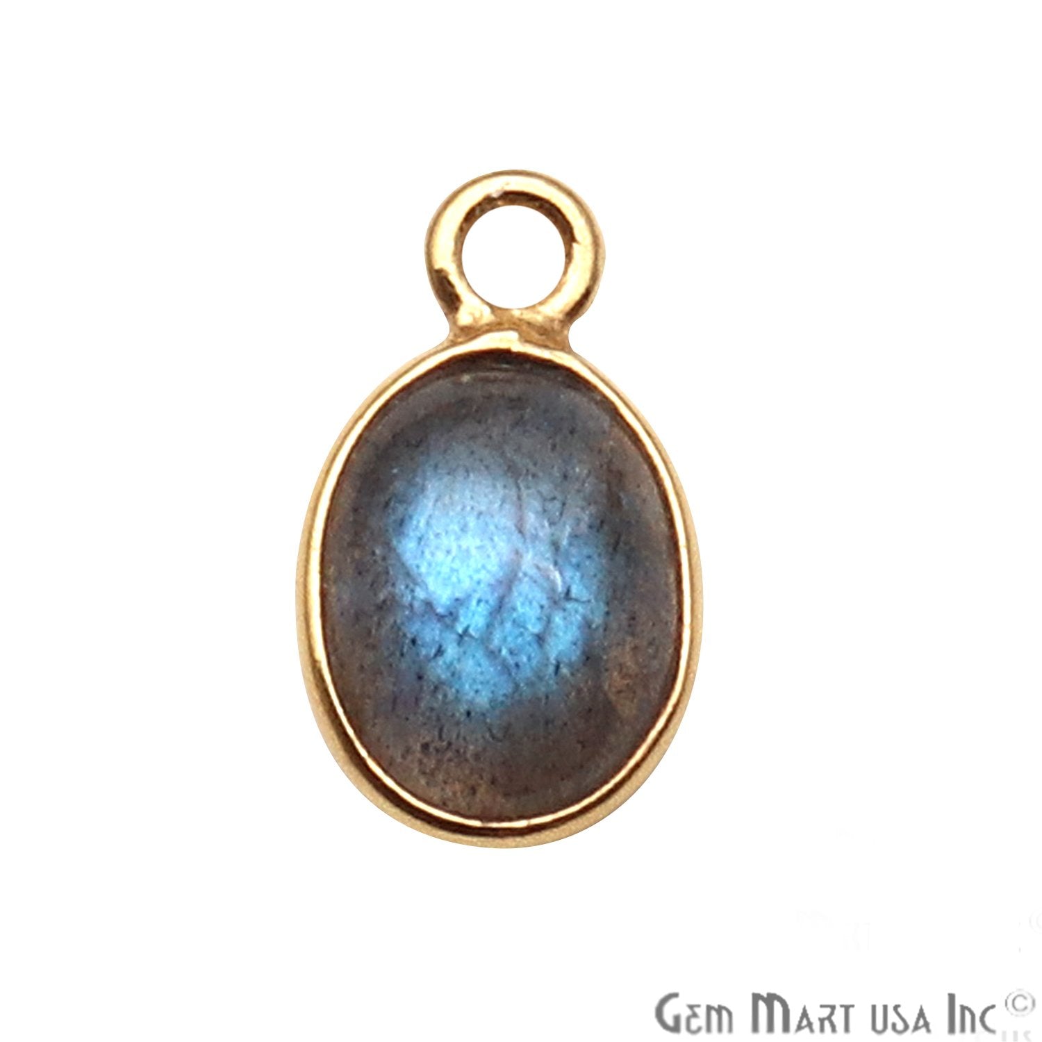 Labradorite Gemstone Cabochon 6x8mm Oval Shaped Connector (Pick Your Bail) - GemMartUSA