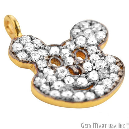 Cubic Zircon Pave 'Micky Face' Gold Vermeil Charm For Bracelet & Pendants - GemmartUSA