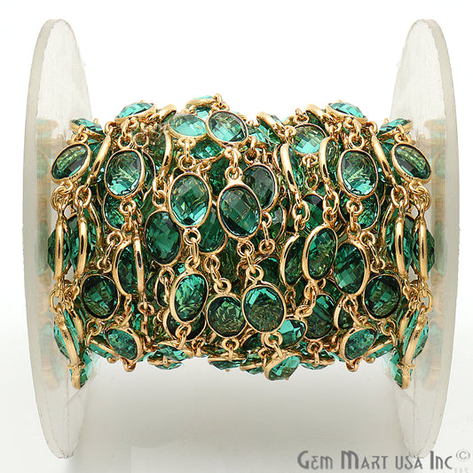 Apatite 7x5mm Bezel Link Gold Plated Continuous Connector Chain - GemmartUSA