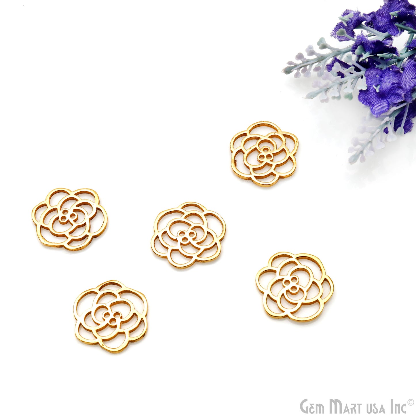 Gold Flower Findings, Filigree Flower Findings, Findings, Jewelry Findings,