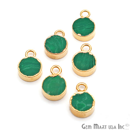 Malachite Round 7mm Gold Electroplated Tiny Gemstone Connector - GemMartUSA