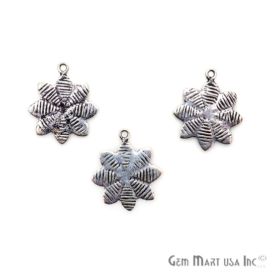 Flower Shape Oxidized 22x18mm Charm For Bracelets & Pendants - GemmartUSA