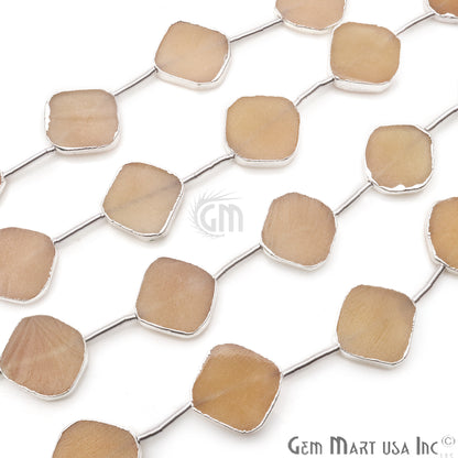 Sand Chalcedony Free Form 18x15mm Silver Edged Crafting Beads Gemstone Strands 9INCH - GemMartUSA