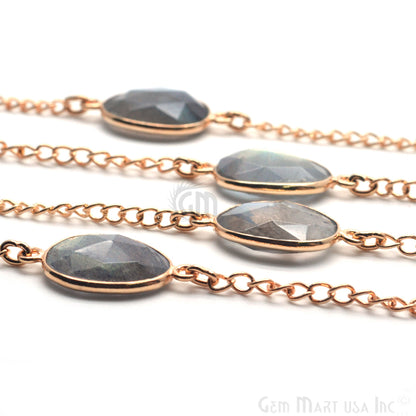 Labradorite 10x14mm Oval Gold Plated Bezel Connector Chain - GemMartUSA (764188819503)