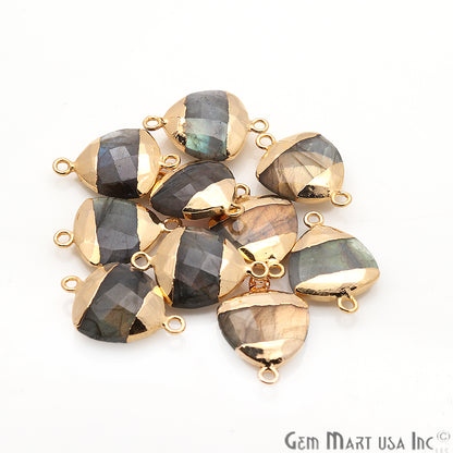 Labradorite 16mm Trillion Shape Gold Electroplated Gemstone Connector - GemMartUSA