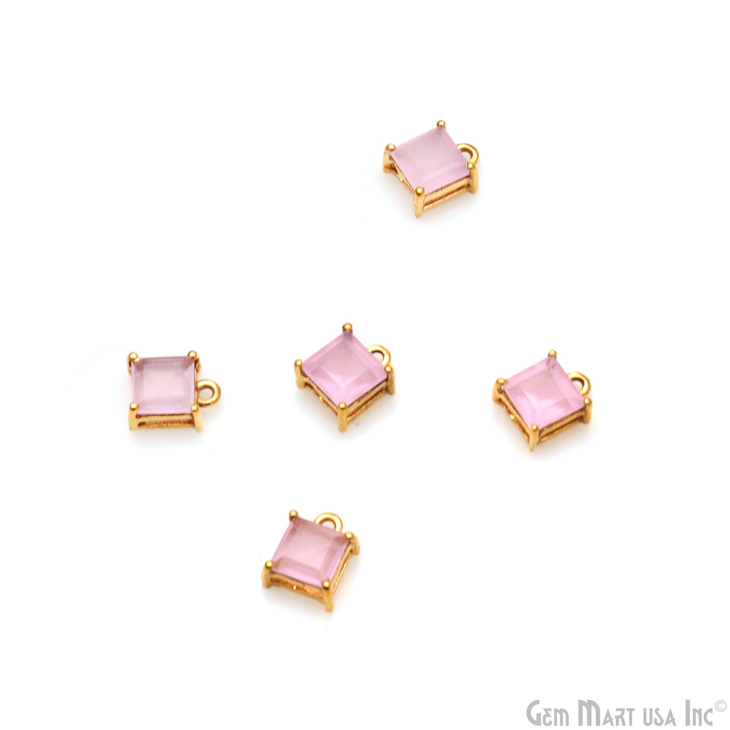 Gemstone 6mm Square Gold Plated Prong Setting Gemstone Connector