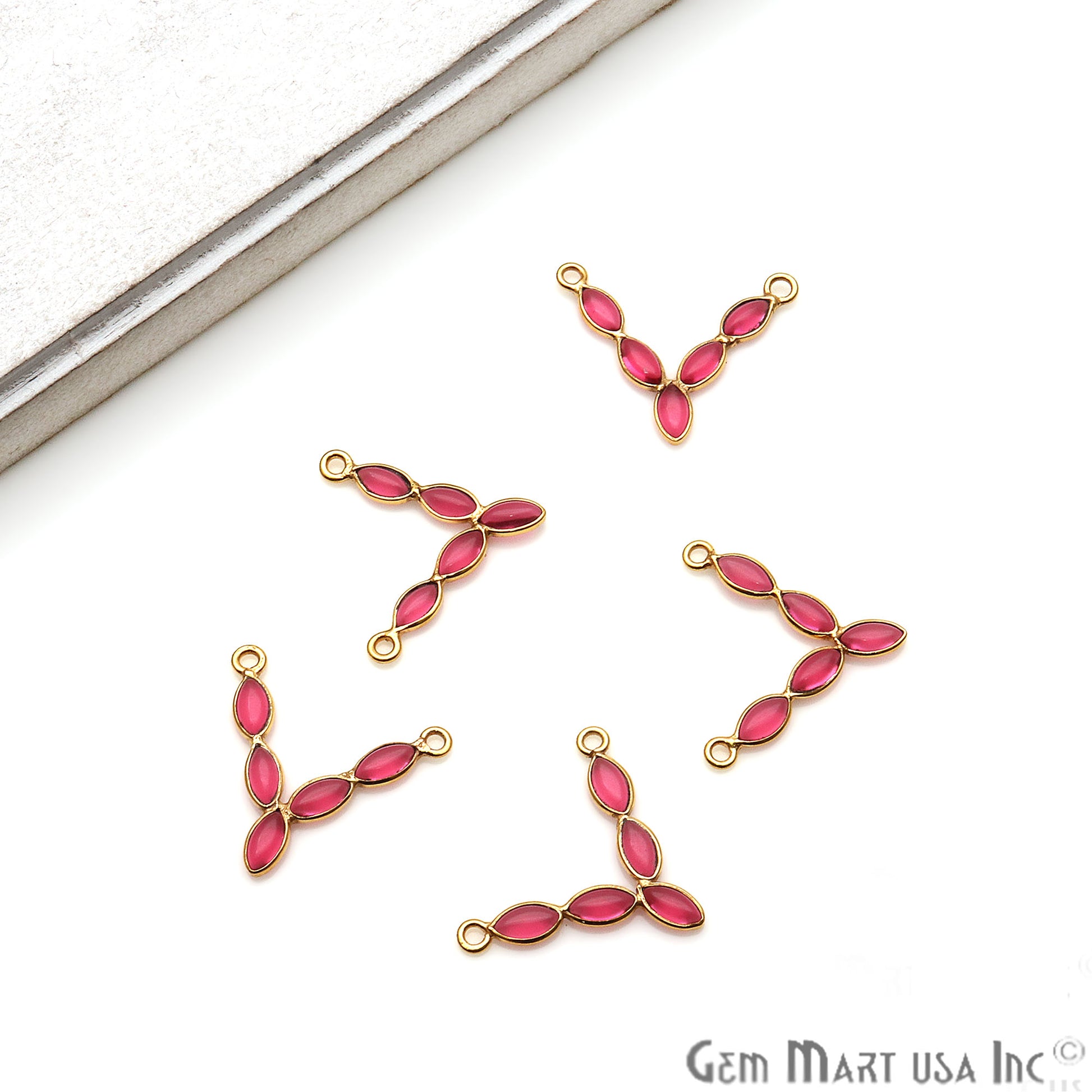 DIY Pink Tourmaline 22x19mm Gold Plated Chandelier Finding Component - GemmartUSA