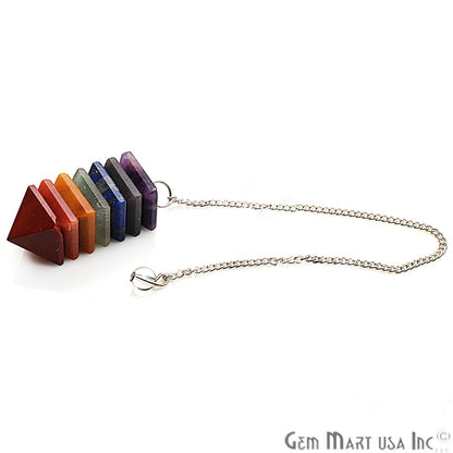 DIY, 7 Chakra Pendant, Healing Crystal, Silver Chain, 42x15mm, Chakra Pendant, Terminated Pendant - GemMartUSA