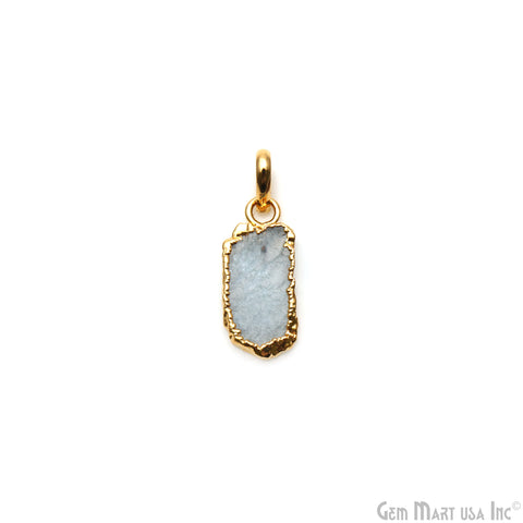 Aquamarine Free Form shape 22x10mm Gold Electroplated Gemstone Single Bail Pendant