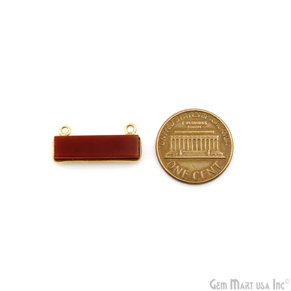 Carnelian Gold Plated 22x10mm Rectangle Shape Double Bail Bar Pendant