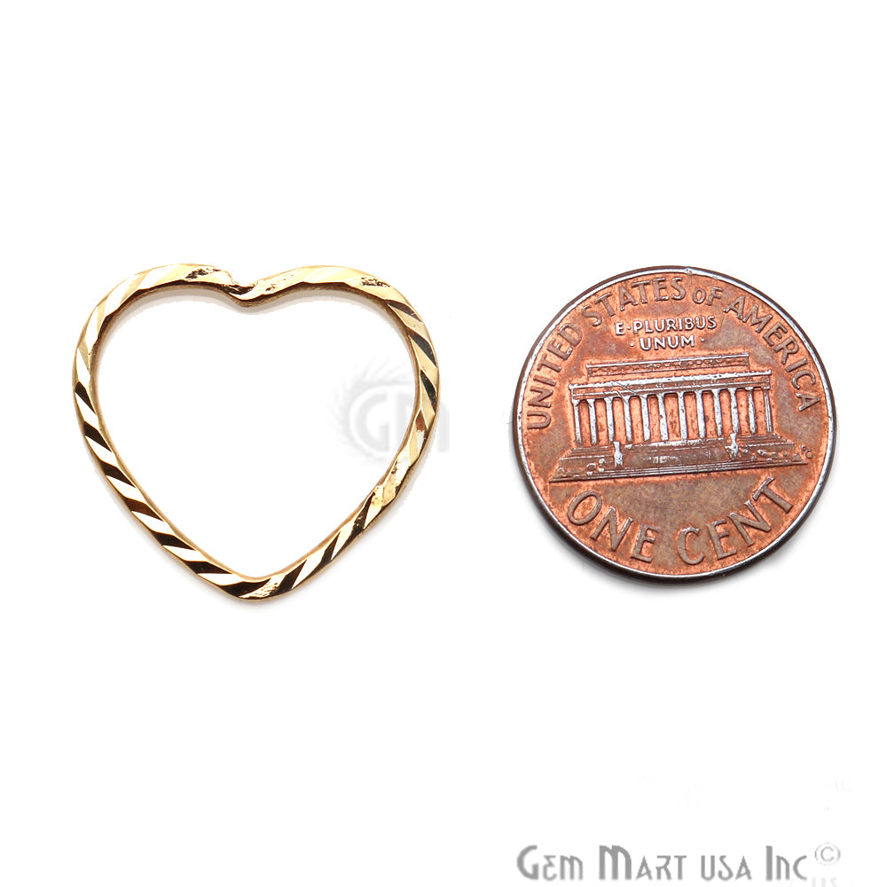 Gold Plated Heart Finding, Filigree Findings,Bracelets Heart Charm (Pick Size) - GemMartUSA