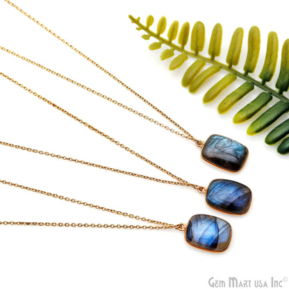Flashy Labradorite Cabochon 12x16mm Octagon Single Bail Gold Plated Gemstone Connector