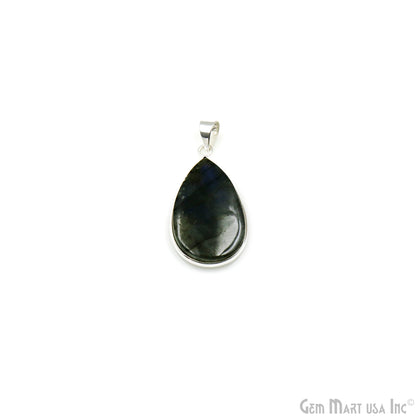 Labradorite Gemstone Pears 37x21mm Sterling Silver Necklace Pendant 1PC