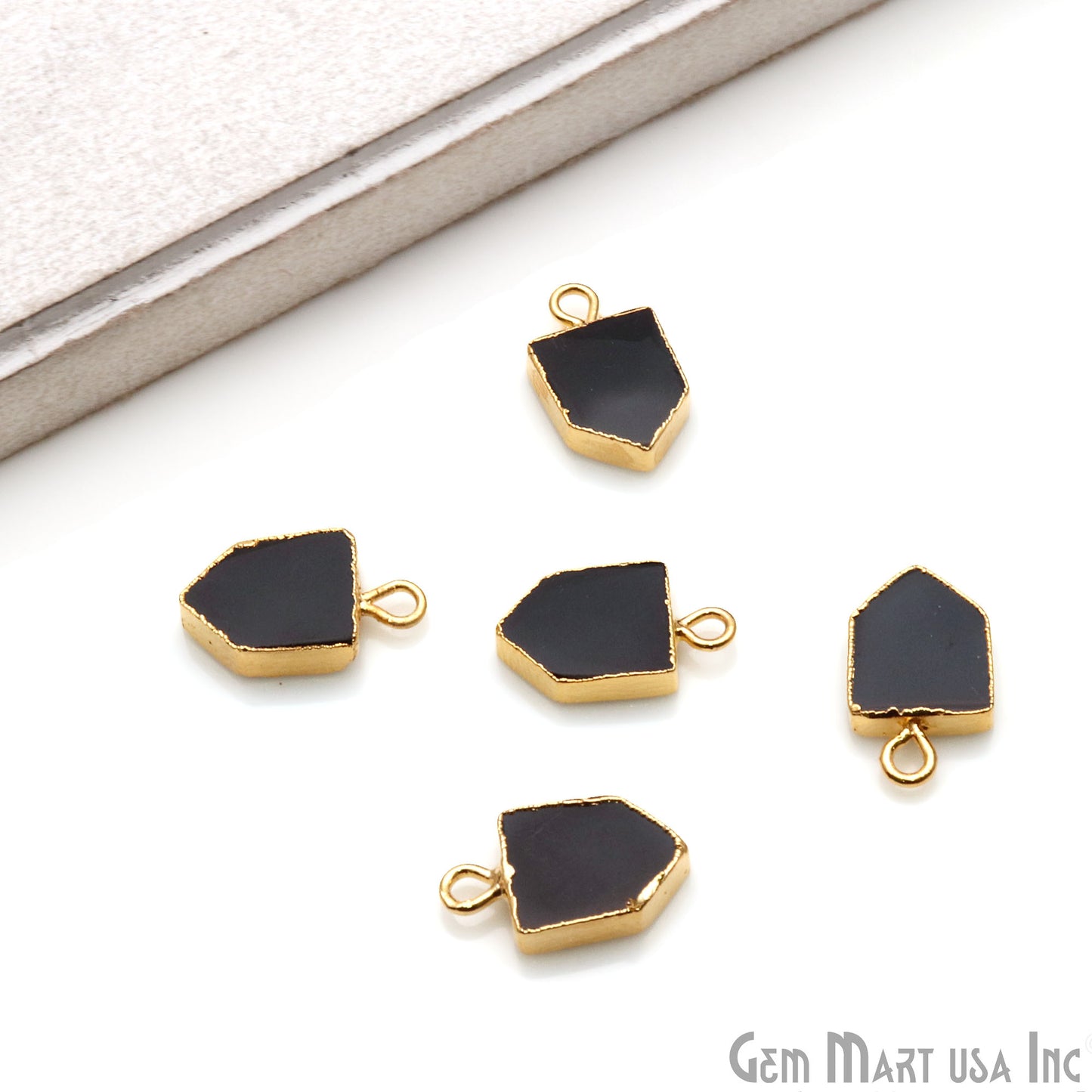 Pentagon Shape 16x9mm Gold Electroplated Gemstone Connector (Pick Stone) - GemMartUSA