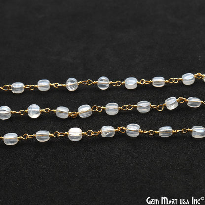 Crystal Faceted 3-4mm Gold Wire Wrapped Rosary Chain