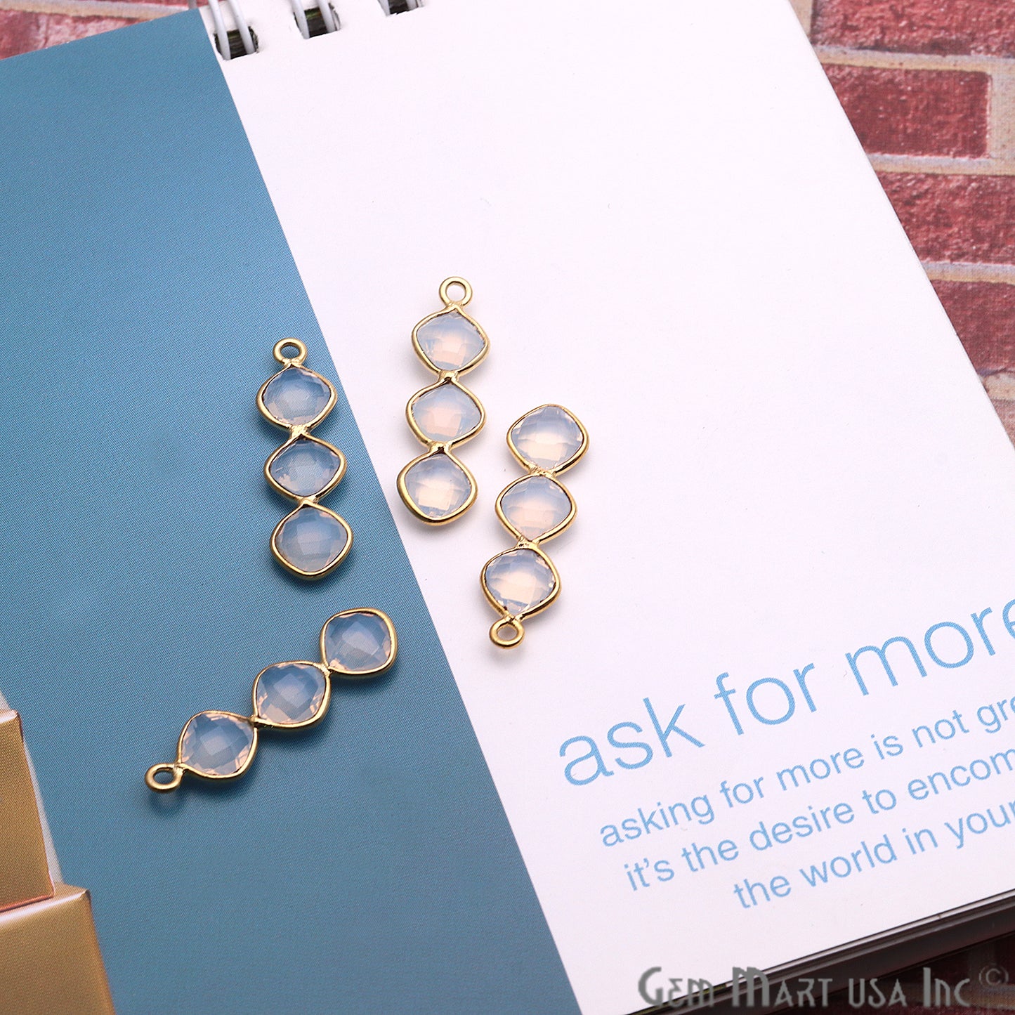DIY Gemstone 25x6mm Gold Plated Chandelier Finding Component (Pick Your Gemstone) - GemMartUSA