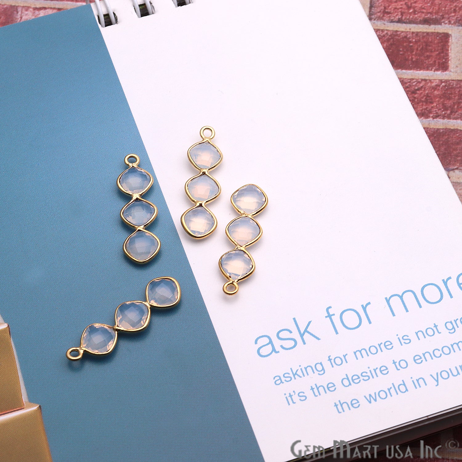 DIY Gemstone 25x6mm Gold Plated Chandelier Finding Component (Pick Your Gemstone) - GemMartUSA