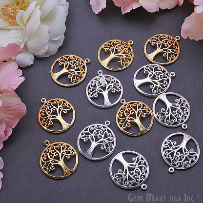 Tree of Life Finding 27x24mm Charm Connector (Pick Your Metal) - GemMartUSA