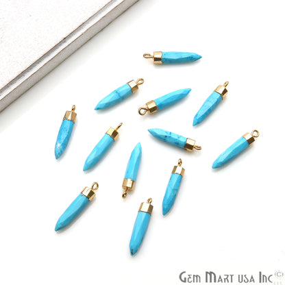 Gemstone Pencil 23x4mm Gold Electroplated Single Plated Connector (Pick Stone) - GemMartUSA